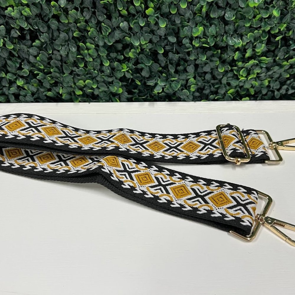 Black & Gold Woven Purse Strap